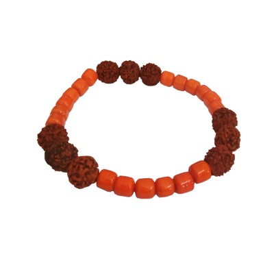 Rudraksha Bracelet Orange Coral by Menjewell